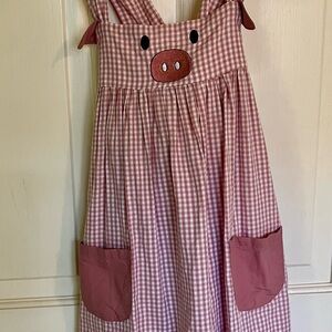 Lil Cactus Girls Pig Dress Gingham Pinafore Size 6 Boutique